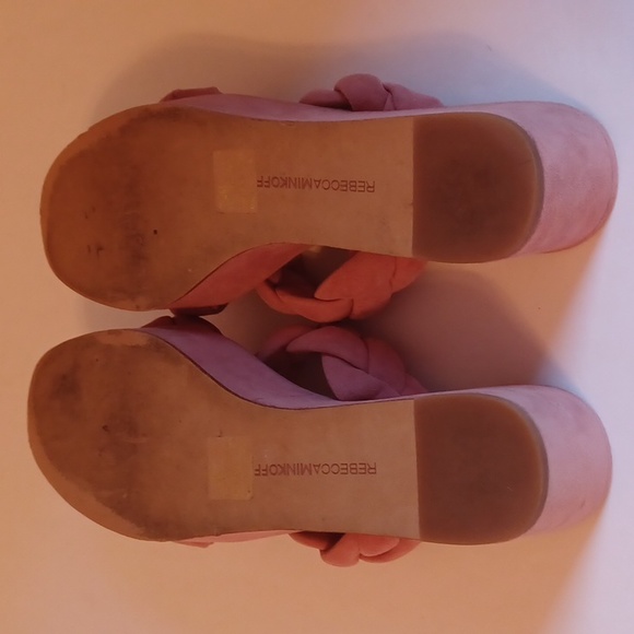 Rebecca Minkoff Imani Pink Braided Genuine Suede Platform Slide Sandals sz 7.5 - Picture 7 of 11